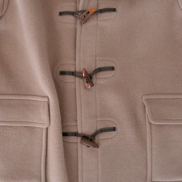 Burberry 100% Wool Beige Duffle Toggle Button Peacoat with Hood Winter Coat - Picture 12 of 16